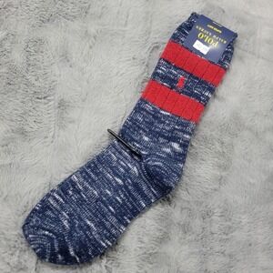 Polo Ralph Lauren Socks Mens 10-13 Heather Navy Red Striped Pony Calf Super Soft